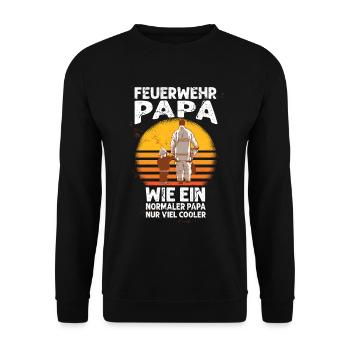 Feuerwehr Papa - Unisex Pullover - Schwarz - Vorne - Alina (178cm) & Michal (187cm)