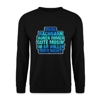 Rave Techno Disco EDM und Hardstyle Dj Designs - Unisex Pullover - Schwarz - Vorne - Alina (178cm) & Michal (187cm)