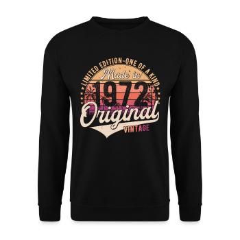 1972 Vintage Born Vintage Cadeau d’anniversaire - Sweat-shirt Unisexe - noir - Devant - Alina (178cm) & Michal (187cm)