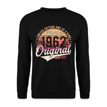 1962 Vintage Born Vintage Cadeau d’anniversaire - Sweat-shirt Unisexe - noir - Devant - Alina (178cm) & Michal (187cm)