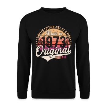 1973 Vintage Born Vintage Cadeau d’anniversaire - Sweat-shirt Unisexe - noir - Devant - Alina (178cm) & Michal (187cm)