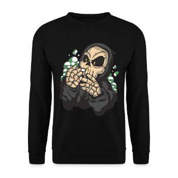 Cannabis Weed Grim Reaper Halloween Costume - Unisex Sweatshirt - black - Front - Alina (178cm) & Michal (187cm)