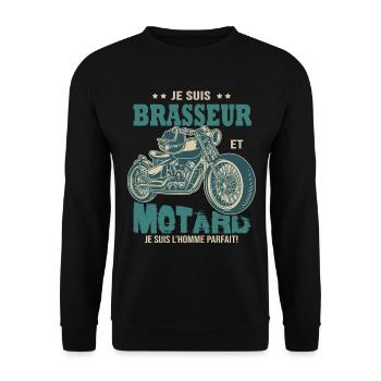motard parfait brasseur parfait bière - Sweat-shirt Unisexe - noir - Devant - Alina (178cm) & Michal (187cm)