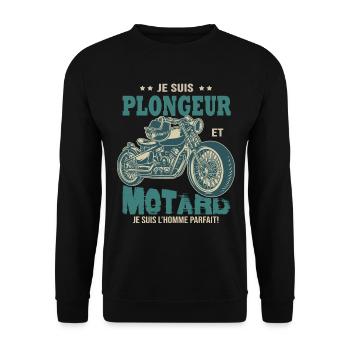 motard parfait plongeur parfait - Sweat-shirt Unisexe - noir - Devant - Alina (178cm) & Michal (187cm)