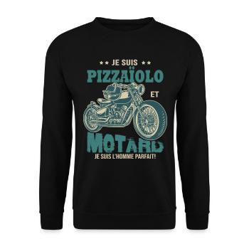 motard parfait pizzaïolo parfait - Sweat-shirt Unisexe - noir - Devant - Alina (178cm) & Michal (187cm)