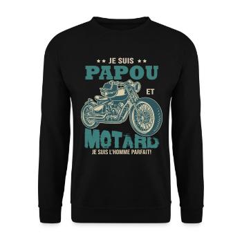 motard parfait papou parfait papa grand-père - Sweat-shirt Unisexe - noir - Devant - Alina (178cm) & Michal (187cm)