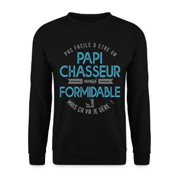 papi chasseur formidable chasse papy grand père - Sweat-shirt Unisexe - noir - Devant - Alina (178cm) & Michal (187cm)