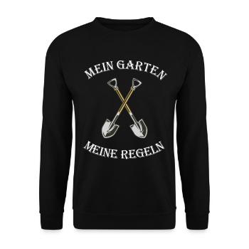 Mein Garten meine regeln - Unisex Pullover - Schwarz - Vorne - Alina (178cm) & Michal (187cm)