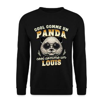 Cool Comme Un Panda, Cool Comme Un Louis - Sweat-shirt Unisexe - noir - Devant - Alina (178cm) & Michal (187cm)