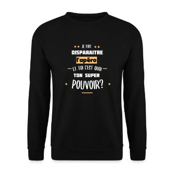 faire disparaitre l apéro super pouvoir - Sweat-shirt Unisexe - noir - Devant - Alina (178cm) & Michal (187cm)