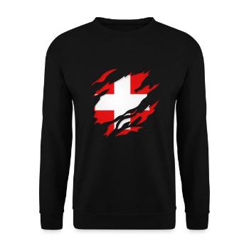 Schweiz Riss /Schweizer - Unisex Pullover - Schwarz - Vorne - Alina (178cm) & Michal (187cm)