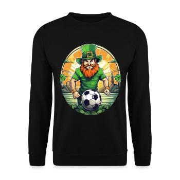 St. Patrick's Day Kleeblatt Fußball - Unisex Pullover - Schwarz - Vorne - Alina (178cm) & Michal (187cm)