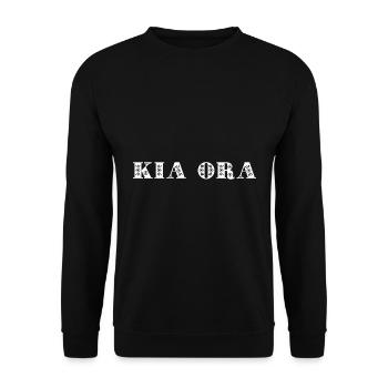 Kia Ora Maori Gruß Neuseeland Begrüßung Rugby - Unisex Pullover - Schwarz - Vorne - Alina (178cm) & Michal (187cm)