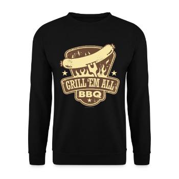 BBQ - Du grillst einfach alles - grill em all BBQ - Unisex Pullover - Schwarz - Vorne - Alina (178cm) & Michal (187cm)