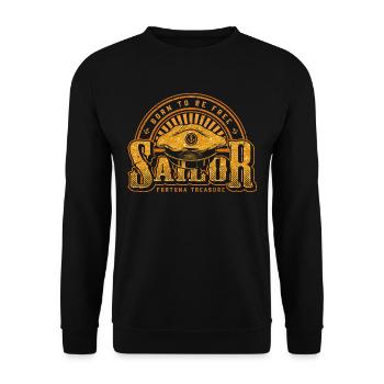 Geboren, um kostenlos zu sein Grafik - Unisex Pullover - Schwarz - Vorne - Alina (178cm) & Michal (187cm)