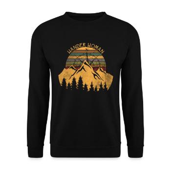 Wander Woman Shirt Mountain Berg Kompass Natur - Unisex Pullover - Schwarz - Vorne - Alina (178cm) & Michal (187cm)