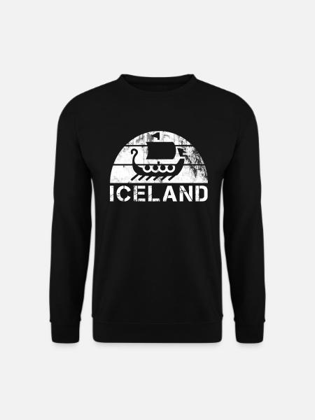 Island Vintage Wikinger, Skandinavien Geschenk - Unisex Pullover - Schwarz
