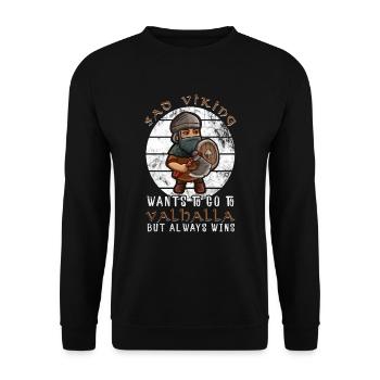 sad viking meme, funny north man - Unisex Sweatshirt - black - Front - Alina (178cm) & Michal (187cm)
