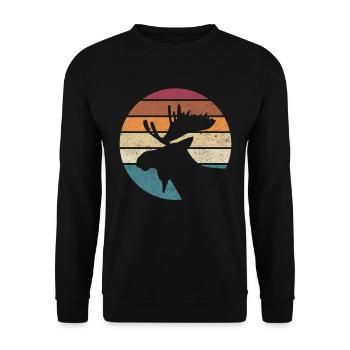 Moose, Scandinavia, Vintage, Norway Gift - Unisex Sweatshirt - black - Front - Alina (178cm) & Michal (187cm)