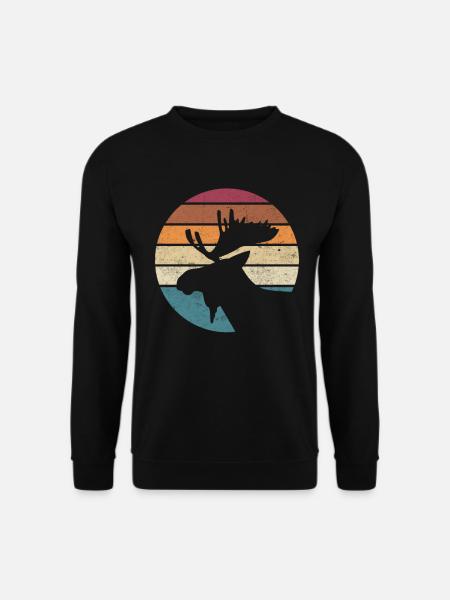 Elch, Skandinavien, Vintage, Norwegen Geschenk - Unisex Pullover - Schwarz