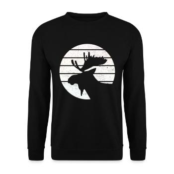 Elch, Skandinavien, Vintage, Norwegen Geschenk - Unisex Pullover - Schwarz - Vorne - Alina (178cm) & Michal (187cm)