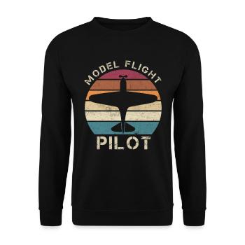 Model airplane pilot, model airplane pilot vintage gift - Unisex Sweatshirt - black - Front - Alina (178cm) & Michal (187cm)