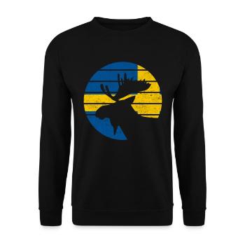 Elch Schweden Flagge,Vintage Skandinavien Geschenk - Unisex Pullover - Schwarz - Vorne - Alina (178cm) & Michal (187cm)