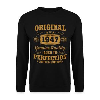 Original vintage 1947 né vintage anniversaire - Sweat-shirt Unisexe - noir - Devant - Alina (178cm) & Michal (187cm)