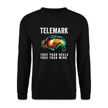 Telemark Ski Free Heel and Mind Goggles - Unisex Sweatshirt - black - Front - Alina (178cm) & Michal (187cm)