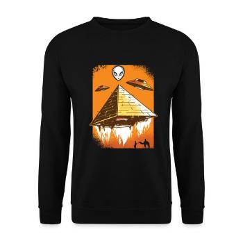Alien Pyramide Ufo Ägypten Geschenk - Unisex Pullover - Schwarz - Vorne - Alina (178cm) & Michal (187cm)