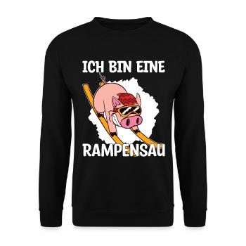 Skifahrer Rampensau Ski Abfahrt Geschenk - Unisex Pullover - Schwarz - Vorne - Alina (178cm) & Michal (187cm)