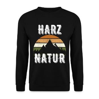 Harz Natur wandern Berge Geschenk - Unisex Pullover - Schwarz - Vorne - Alina (178cm) & Michal (187cm)