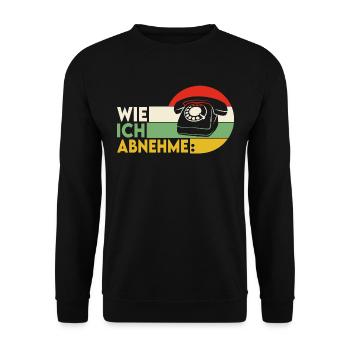 Wie ich abnehme Retro Diät Spruch - Unisex Pullover - Schwarz - Vorne - Alina (178cm) & Michal (187cm)