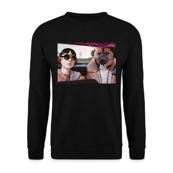 Zwei Fremde im Auto - Unisex Pullover - Schwarz - Vorne - Alina (178cm) & Michal (187cm)