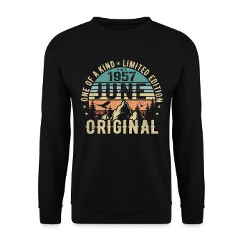 Legendär Seit Juni 1957 Geburtstag Geschenk 1957 - Unisex Pullover - Schwarz - Vorne - Alina (178cm) & Michal (187cm)