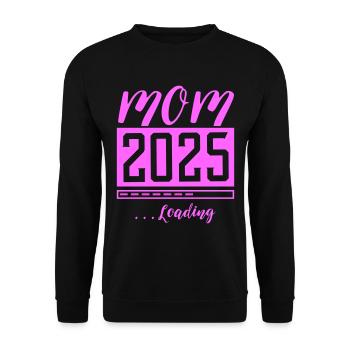Mama 2025 Mom Loading Schwanger Spruch - Unisex Pullover - Schwarz - Vorne - Alina (178cm) & Michal (187cm)