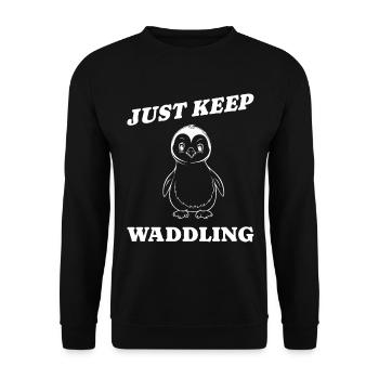 Pinguin monochrome retro Geschenkidee - Unisex Pullover - Schwarz - Vorne - Alina (178cm) & Michal (187cm)