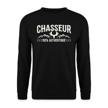 T-shirt Chasse - Chasseur 100% authentique - Sweat-shirt Unisexe - noir - Devant - Alina (178cm) & Michal (187cm)