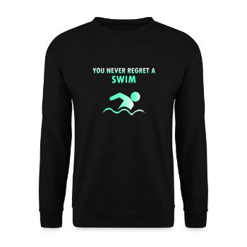 Schwimmen Schwimmen Lustiges Schwimmergeschenk - Unisex Pullover - Schwarz - Vorne - Alina (178cm) & Michal (187cm)