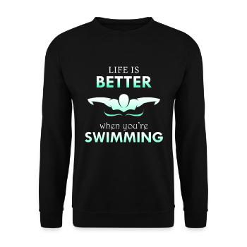Schwimmen Schwimmen Schwimmer Geschenk - Unisex Pullover - Schwarz - Vorne - Alina (178cm) & Michal (187cm)