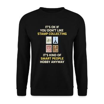 Stamp Collecting Collector Philatelist - Unisex Sweatshirt - black - Front - Alina (178cm) & Michal (187cm)