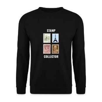 Stamp Collecting Collector Philatelist - Unisex Sweatshirt - black - Front - Alina (178cm) & Michal (187cm)