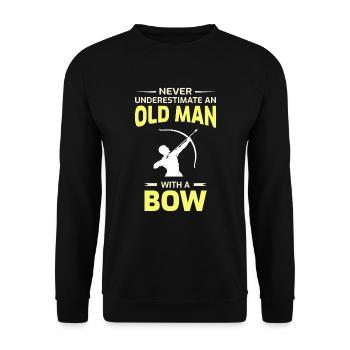 Bogenschießen Lustige Sprüche Bogen Pfeil Bogenschütze Alter Mann - Unisex Pullover - Schwarz - Vorne - Alina (178cm) & Michal (187cm)