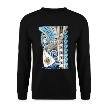 Tahitian canoe vaa - Unisex Sweatshirt - black - Front - Alina (178cm) & Michal (187cm)