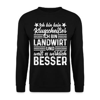 Landwirt lustige Sprüche Ich bin kein Klugscheißer - Unisex Pullover - Schwarz - Vorne - Alina (178cm) & Michal (187cm)