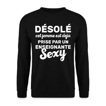 Désolé cet femme est déjà prise par un enseignante - Sweat-shirt Unisexe - noir - Devant - Alina (178cm) & Michal (187cm)