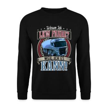 LKW Fahrer - Unisex Pullover - Schwarz - Vorne - Alina (178cm) & Michal (187cm)