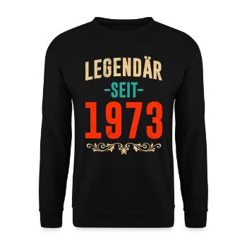 Legendär seit 1973 50 Jahre 50. Geburtstag - Unisex Pullover - Schwarz - Vorne - Alina (178cm) & Michal (187cm)