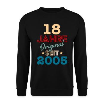 18. Geburtstag 18 Jahre - Unisex Pullover - Schwarz - Vorne - Alina (178cm) & Michal (187cm)