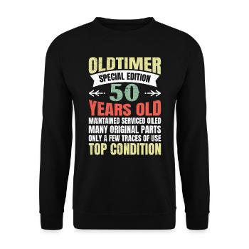 Oldtimer 50 ans 50e anniversaire hommes hommes - Sweat-shirt Unisexe - noir - Devant - Alina (178cm) & Michal (187cm)